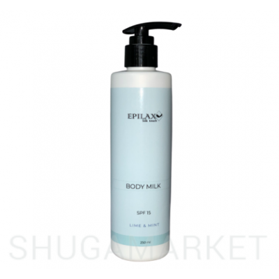 Молочко для тела SPF 15 с пантенолом Lime-mint ТМ Epilax silk touch 250 г